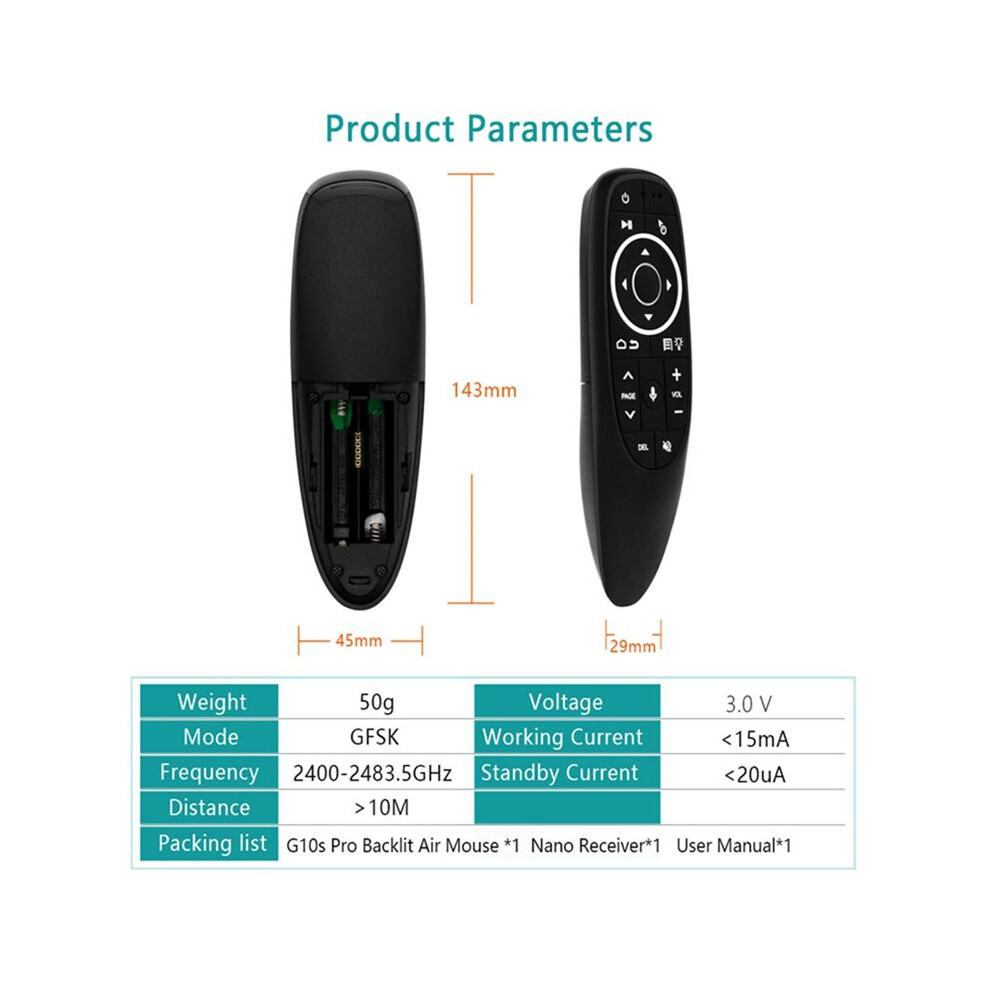 G10s Pro Remote Control For Android Tv Box Voice 2.4G Wireless Mouse Gyroscope Ir Led Backlight 4854171107459