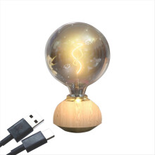 Glass LED Table Lamp Touch Dimmable Bulb Shaped for Indoor Decor Bedroom Wood Grain