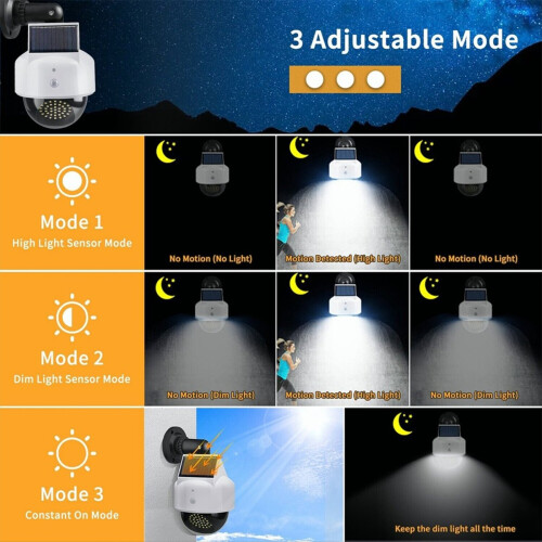 Simulation Camera Solar Flood Light with Motion Sensor Remote Control Waterproof LED Bright Security Lights 1