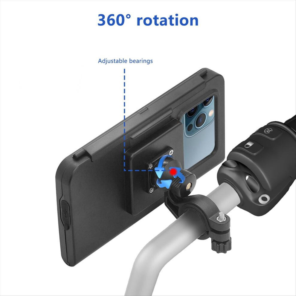 Motorcycle Phone Mount Waterproof, Bike With Handlebar Base & Touch-Screen, 360 Rotation Holder 4854171115904