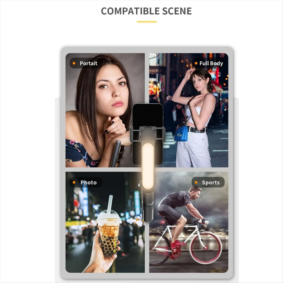 Handheld Gimbal Stabilizer Bluetooth Selfie Stick Holder Adjustable Fill Light Stand For Smartphone Black 4854171131973