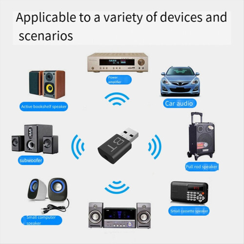 3Pcs 2 in 1 USB Bluetooth 5.0 Audio Receiver Transmitter Adapter with 3.5mm Cable Plug and Play