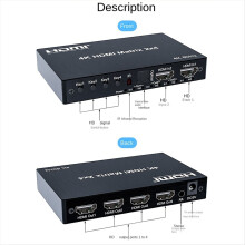 4K 60Hz -kompatibler Matrix-Switch 2x4 Splitter 2 in 4 out Video-Audio-Konverter EU-Stecker