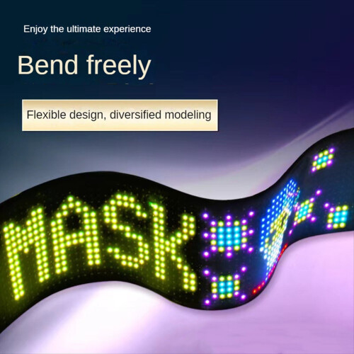 LED Pixel Panel,USB 5V Flexible Module RGB Scrolling Text Animation Display,Bluetooth APP,16X64 LEDs 9.2x37.2 CM