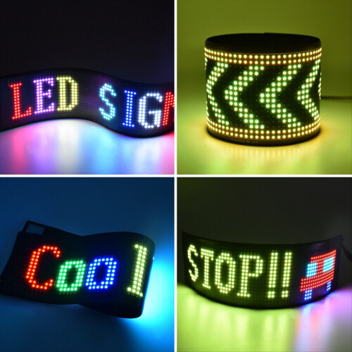 LED Pixel Panel,USB 5V Flexible Module RGB Scrolling Text Animation Display,Bluetooth APP,16X64 LEDs 9.2x37.2 CM 2