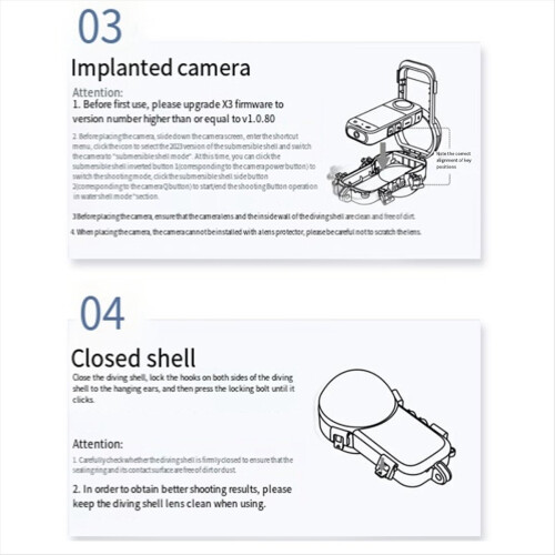 Action Camera Waterproof Case for Insta360X4 Full Stealth Dive 360 Degree 50m Protective 1