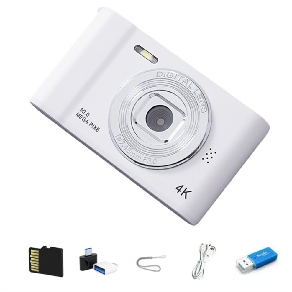 4K Digital Camera Hd Photography Travel Selfie Camara 2.4Inch Mini Retro Cam White 4851702369966