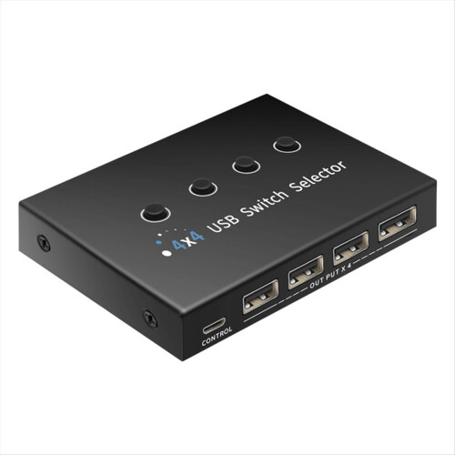USB Switcher 4 Computer Sharing Devices Printer, Scanner, Mouse, Keyboard, with Pack 3.0 Cables