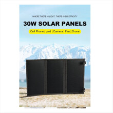 30W 18V Folding Solar Panel Type-C Usb Photovoltaic Charger Outdoor Mobile Phone Fast Charging Power Bank-Khaki