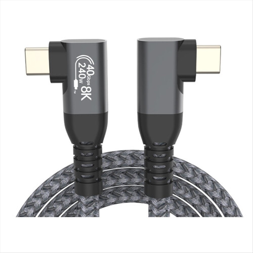 USB 4 90 Degree Angle Cable 40Gbps USB4 Elbow Type C Data Transfer PD240W Fast Charging 1.5M