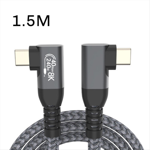 USB 4 90 Degree Angle Cable 40Gbps USB4 Elbow Type C Data Transfer PD240W Fast Charging 1.5M 1