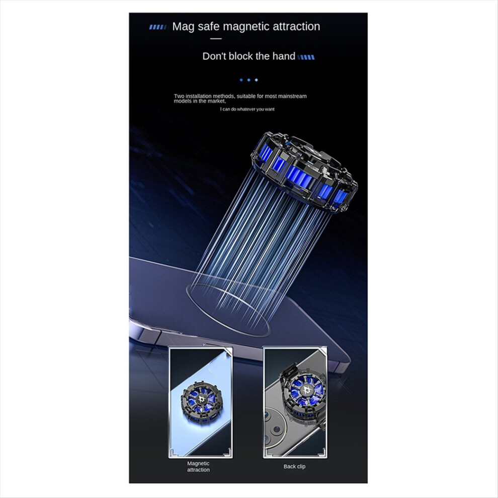 Mobile Phone Cooler Magnetic/Back-Clip 2-In-1 Semiconductor Cooling Fan Radiator Rgb Lighting Effects For Tablet,A 4851702378814