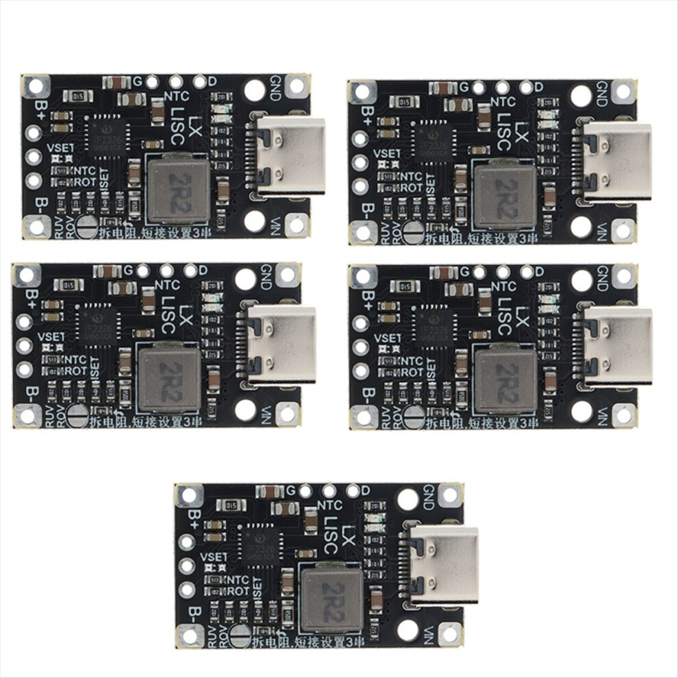 5Pcs Type-C 2S Lithium Battery Charging Boost Module 8.4V 12.6V With Balanced Support Fast Charge Indicator 4854171126047
