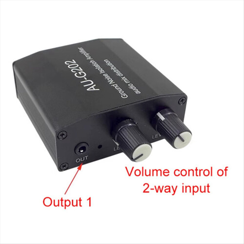 AU-G202 Ground Loop Noise Isolator Audio Mixer with 2 Inputs Outputs for PC PS Game Consoles 1