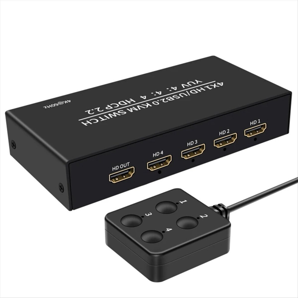 4K 60Hz -Compatible Usb Kvm Switcher 4 In 1 Out For Pc Share Monitor Mouse Keyboard 4-Port Hdcp2.2 4854171148124