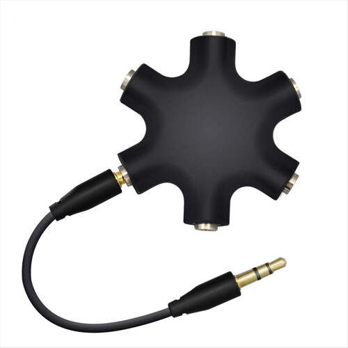 1 to 5 Audio Splitter 3.5mm Router Separator Device Adapter with Wire Black