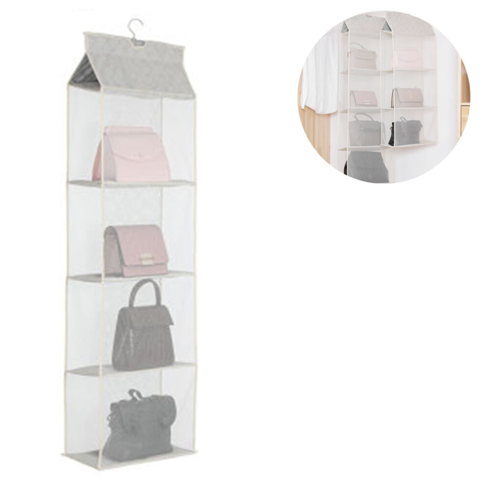 Chic Closet Handbag Storage, Reinforced Mesh Shelves Breathable Organizer, Durable Non-woven Fabric With Thicker Materials, Stainless Steel Hanger, De