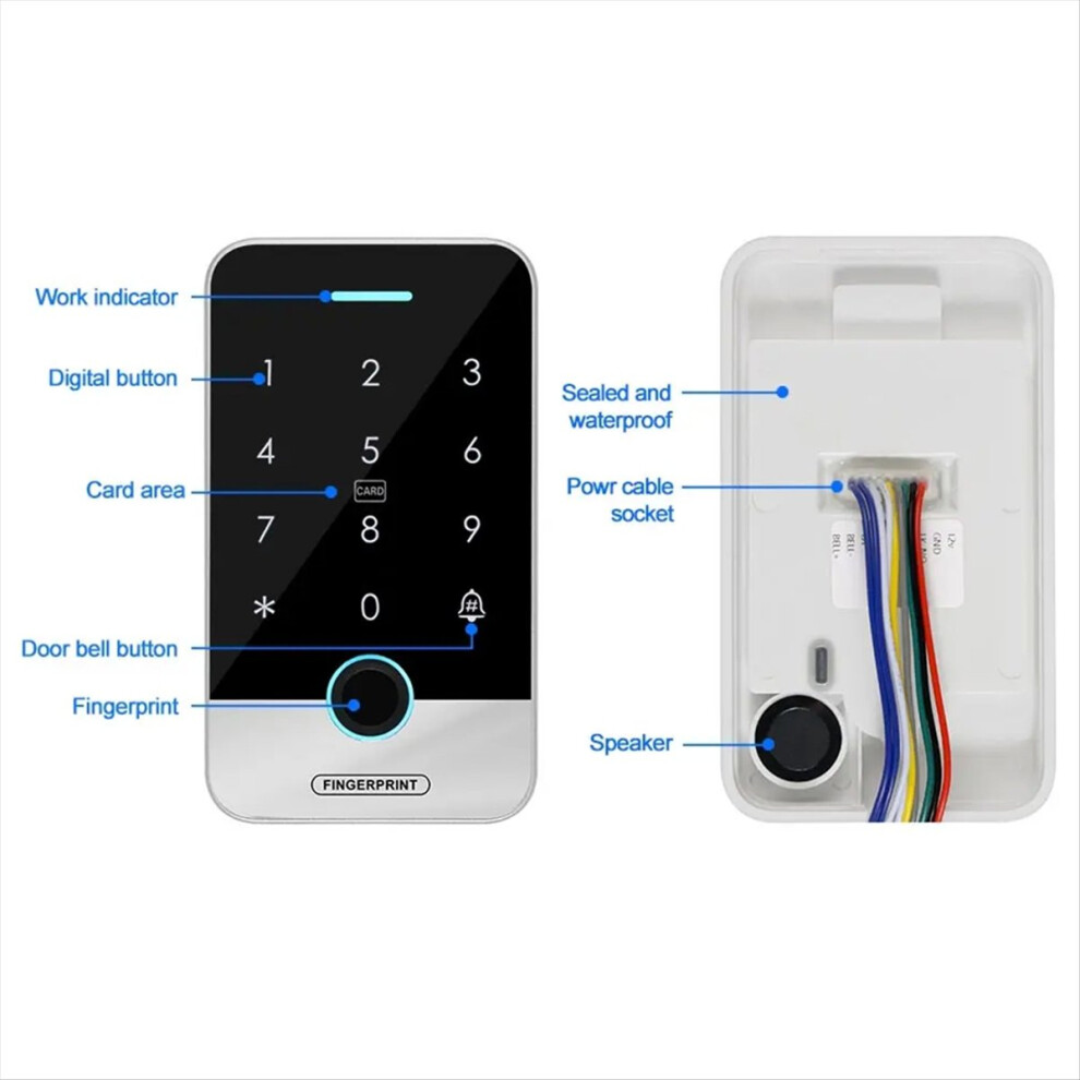 Bluetooth Tuya App Smart Fingerprint Rfid Access Control Keypad Touch Ip65 Waterproof 13.56Mhz Door Opener(S300x) 4851702380862