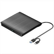 External CD DVD +/-RW Drive, USB 3.0 & USB-C Portable ROM Burner Player Reader Writer Rewriter Disc Drive,Black