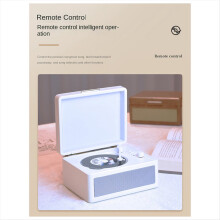 Portable Wireless Bluetooth Speaker, Multi-Functional Reprodutor CD Retro, Record Audio Player White