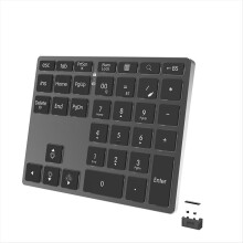 35-Tasten-Bluetooth-Tastatur aus Aluminiumlegierung, wiederaufladbar, kabellos, für Desktop-PCs, Laptops und Tablets