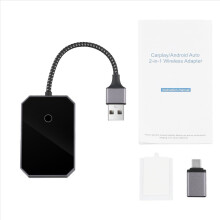 2-in-1-Adapter für kabelloses CarPlay (Auto, kabelgebunden an Android Auto)