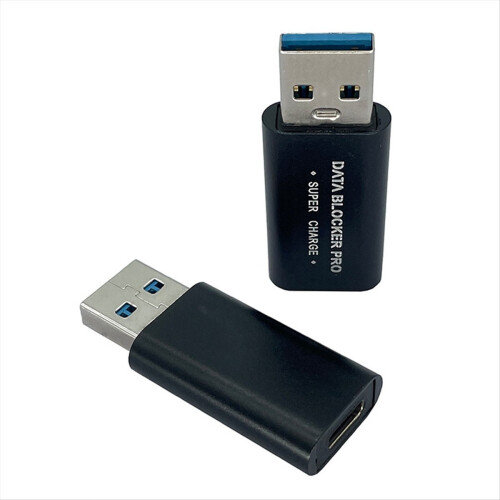 2Pcs USB Data Blocker USB-C to USB-A Protect Against Juice Jacking Support Quick Charge Stop Theft