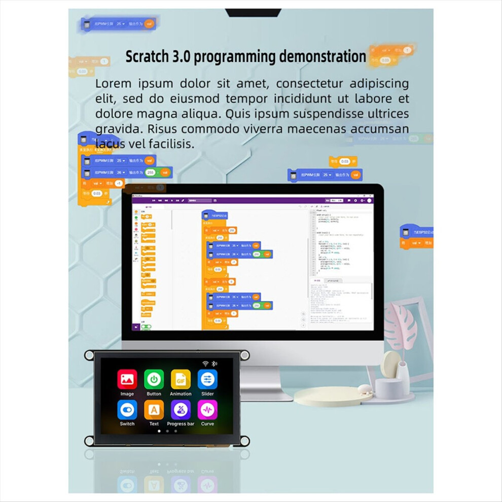 Photos - Dry Erase Board / Flipchart ESP32-S3 8M PSRAM 4M FLASH 4.3 Inch IPS 480x270 HD LCD Display Module WiFi Bluetooth 240Mhz LX6 MCU for LVGL(C)