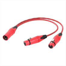 0,5 m rotes 3-poliges XLR-Audio-Verlängerungskabel (1 Stecker auf 2 Buchsen) für Mikrofone, Y-Splitterkabel für Mischpultmikrofone