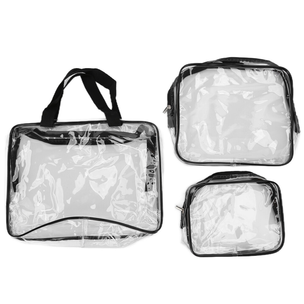 Durable Zipper Clear Cosmetic Pouch for Women Men, Reinforced Seams Transparent PVC Material Waterproof Travel Bag, Large Top Opening Portable Organiz