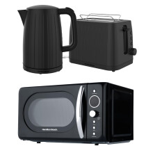 Kettle, Toaster & Retro Microwave, Stealth Collection by Hamilton Beach, Black