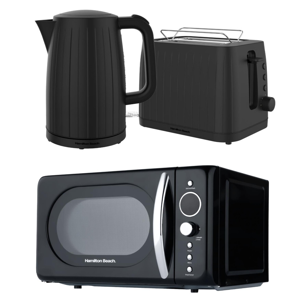 Hamilton Beach Kettle, Toaster & Retro Microwave, Stealth Collection By Black