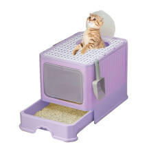 Enclosed Cats Litter Pans Never Absorbs Odor No Residues-Purple