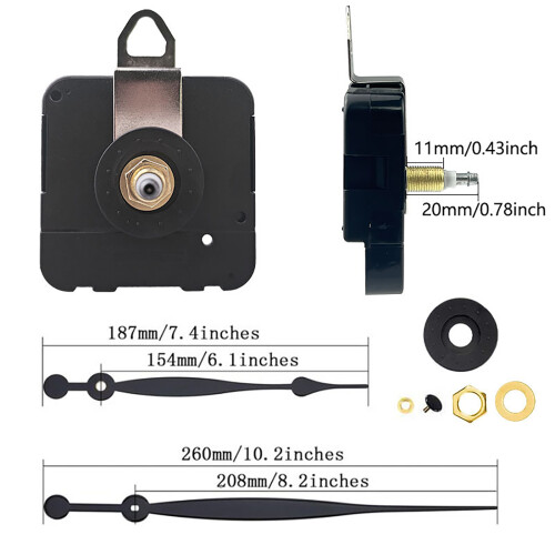 Wall Clock Motor Kits High Torque Quartzs-Shaft 20 thread 11mm 2