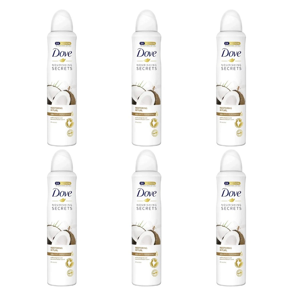 Dove Cream 6 X 150Ml Coconut & Jasmin Deodorant Spray