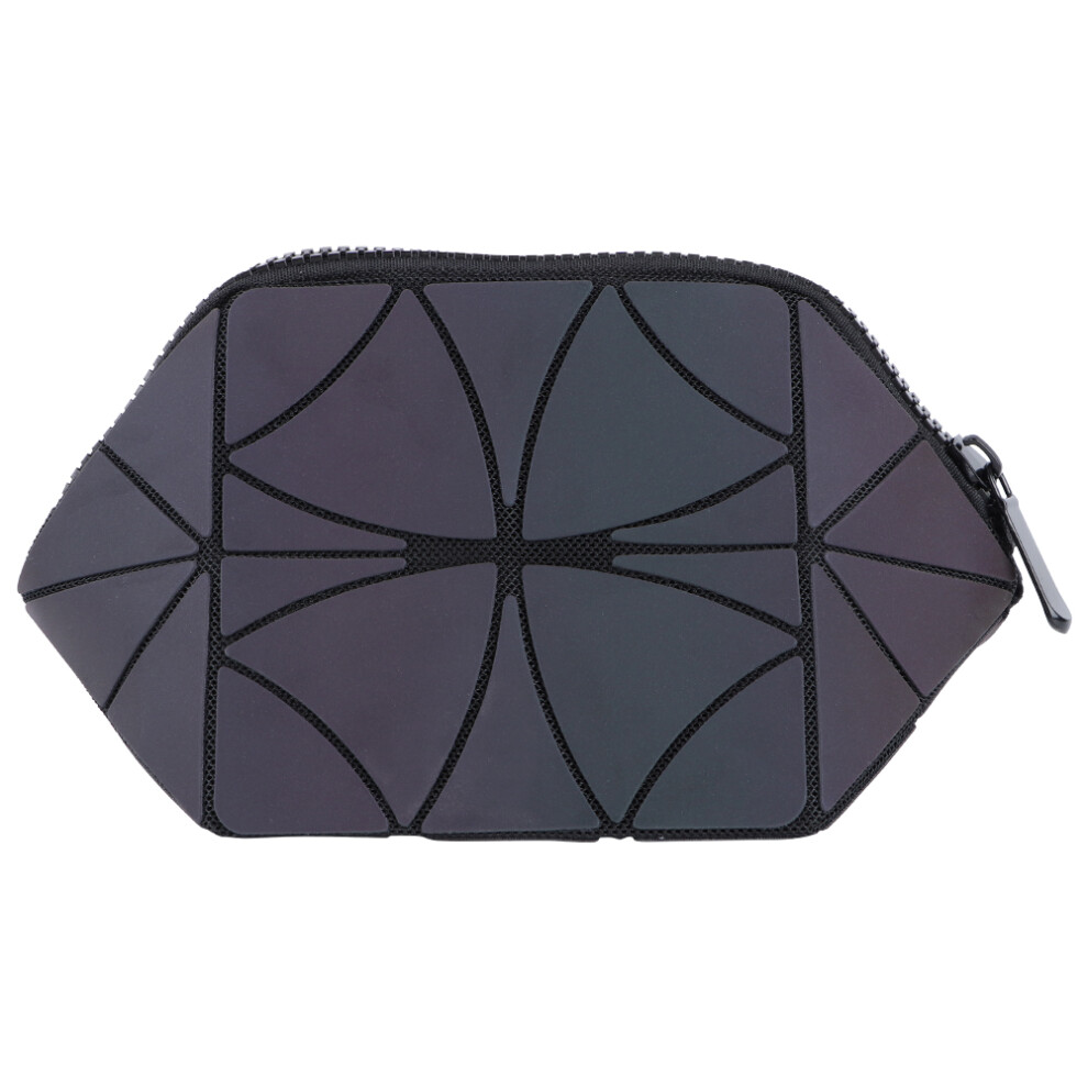 Internal Details Holographic Luminous Makeup Pouch, Foldable Style Cosmetic Bag with Secure Zipper Design