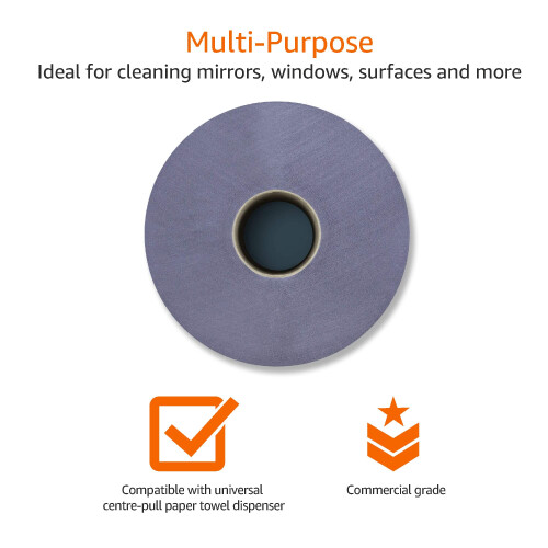 AmazonCommercial Multipurpose Wiping Paper, 2-ply Centrefeed, Blue 2