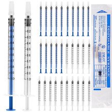30pcs Plastic Syringes, 1ml Colostrum Syringe with Cap, Sterile for