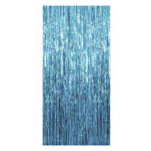 Metallic Tinsel Aluminum Foil Curtain Decoration for-Light blue