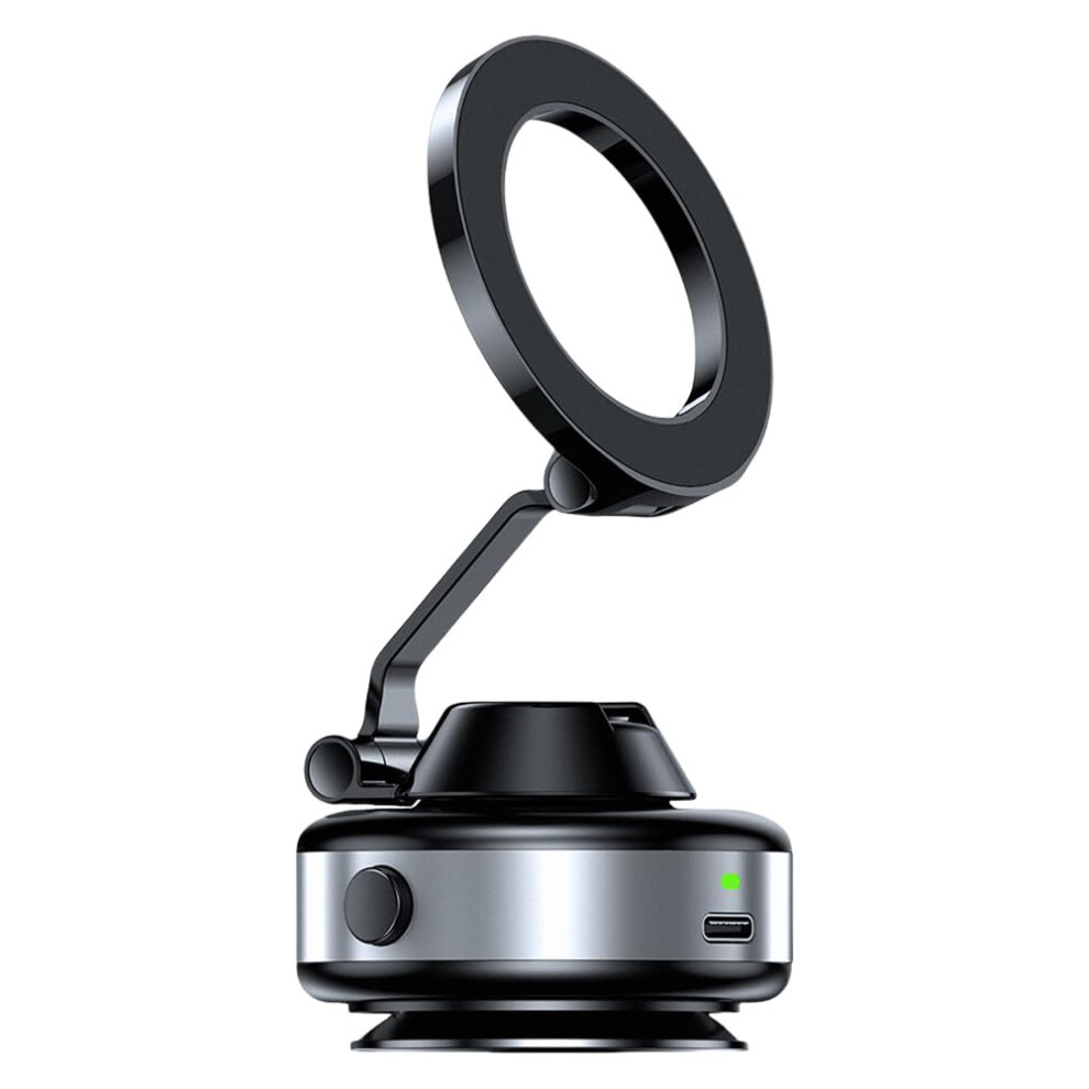 Foldable Magnetic Electric Vacuum Car Phone Holder 360 Degree Rotation Mount Smartphone Compatibility Silver 9323874360195
