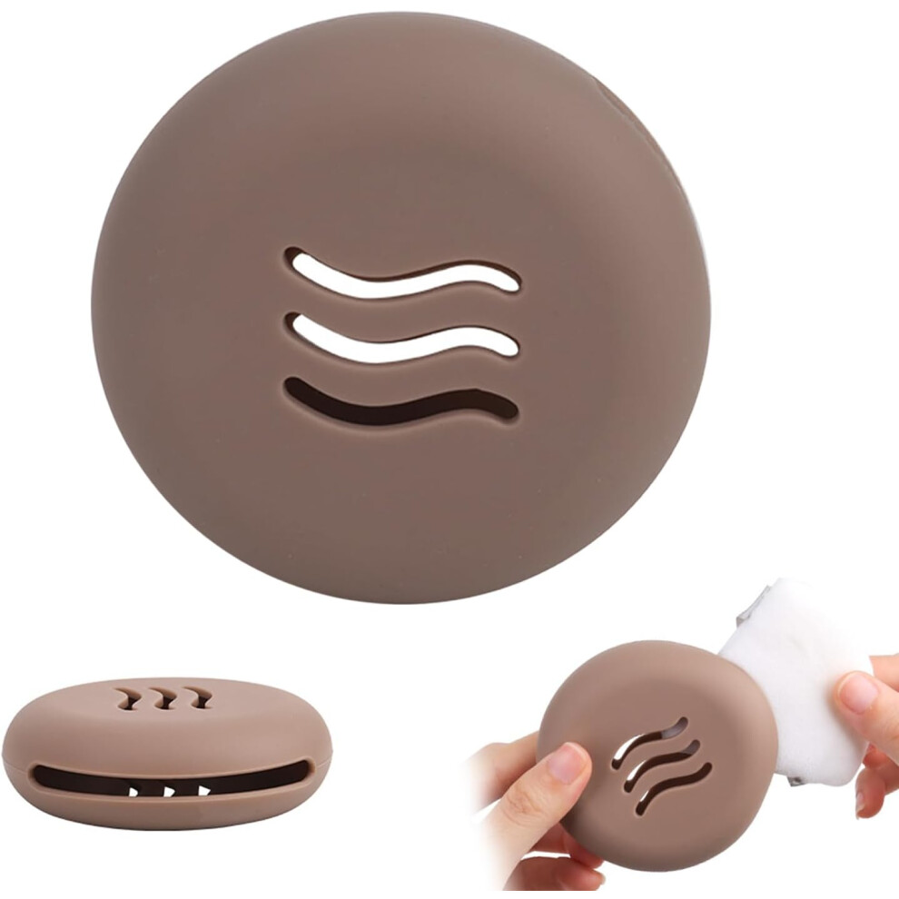 Brown Shatterproof Eco-Friendly Silicone Makeup Sponge Holder, Integrated Makeup Sponge Travel Case For Sanitary Reuse And Easy Carrying (Brown)