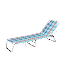 Lettino pieghevole - MARBUENO SUMMER - Strisce arancioni e blu - 187x58x24 cm - 3 posizioni di inclinazione