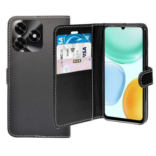 (Black) For Honor X5c Plus Case Wallet Flip PU Leather Cover 2
