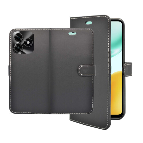 (Black) For Honor X5c Plus Case Wallet Flip PU Leather Cover