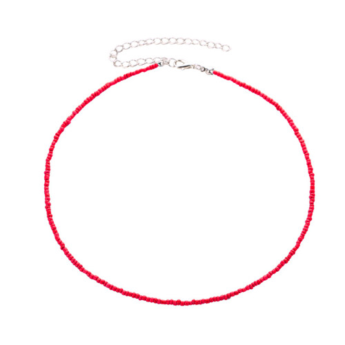 Collier ras du cou de plage d'été, perles colorées, bijoux-Rouge