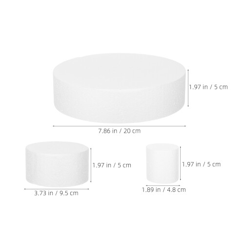 3Pcs Bolo Redondo Espuma Reutilizável Para Decoração 2