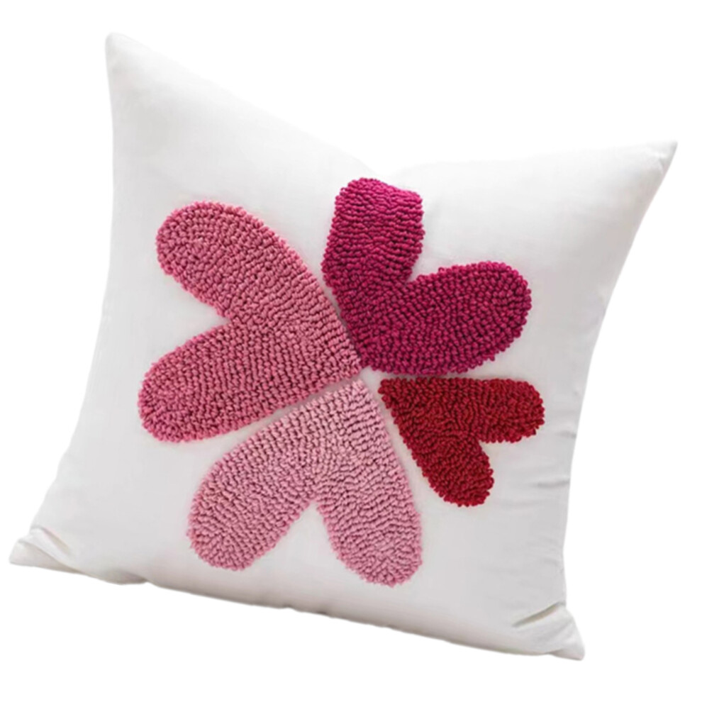 Redness Heart Florals Pillowcase Cotton Canvas Cushions Cover-3