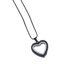 Pet Urn Necklace for Ashes Cremation Heart Necklace Neck-Black