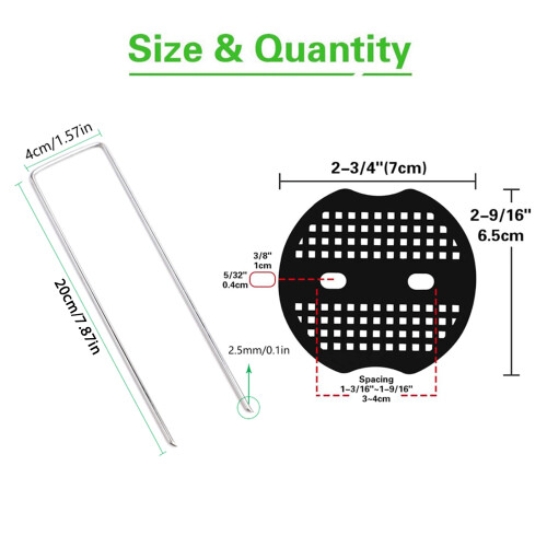 Landscape Staple U-Shaped Galvanized Pins with Gaskets and Hook 1
