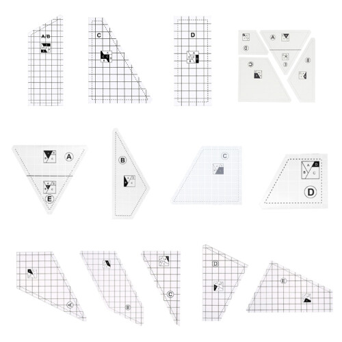3/4/5Pcs Quilting Ruler Sewing Ruler Templates-5 piece set C 1